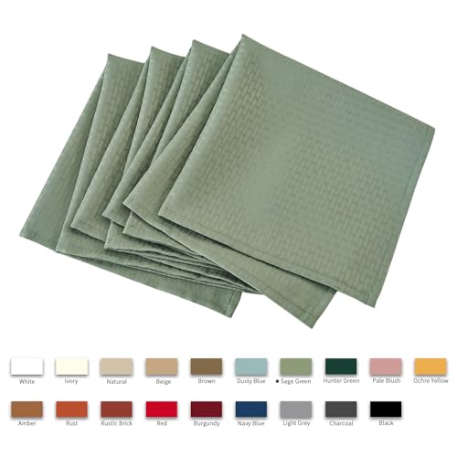 Image of maxmill Cloth Napkins Weaved Texture Pattern Soft Comfortable and Luxury Serviette for Restaurant Family Dinners Weddings Parties and Banquets Set of 4 Pieces, 20 x 20 Inch Sage Green