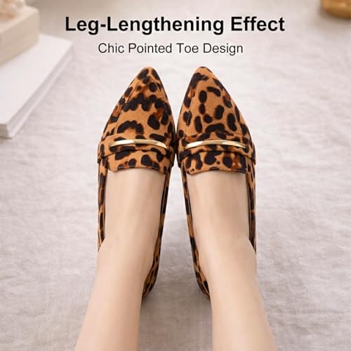 Image of MUSSHOE Loafers for Women Pointed Toe: Dressy Gold Bit Flats, Suede BusinessCasual Slip On Shoes for Office Work,Interview & Teacher