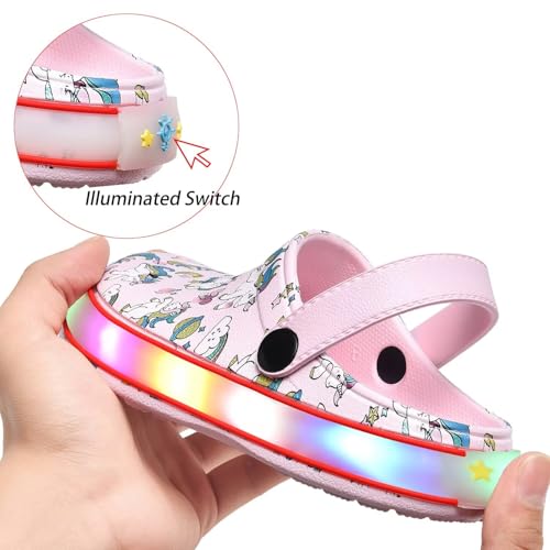 Image of XPKWS Toddler Kids Clogs Boys Girls LED Garden Shoes Light up Sandals Slip on Quick Dry Beach Slippers