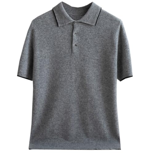 DAIMIDY Men's Polo Sweater Casual Short Sleeve Button Down Knit Pullover Tops