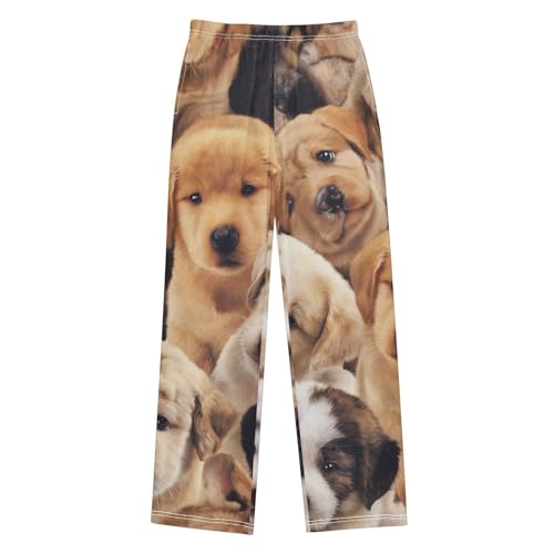ZZXXB Cute Puppy Dogs Boys Long Pants Soft Trousers Elastic Waist Kids Lounge Bottoms with Pockets S-XL - Main Image