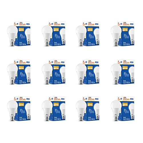 Image of Murphy 9W B22D BEE 3 Star Rated LED Cool Day White Bulb, Pack of 12 (GLO)