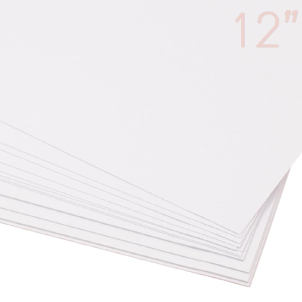 Craftelier - Opakowanie 25 kartonów dwustronnych | Idealny materiał do projektów kart, scrapbookingu i rzemiosła | Gramatura 250 gsm | Rozmiar 30,48 x 30,48 cm (12" x 12") - biały