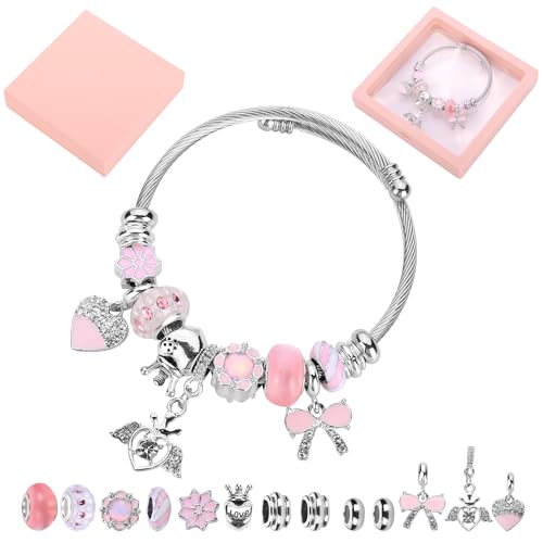 Silver Plated Charm friendship Bracelets for girls,Stainless Steel Bangle bracelets with jewelry box, Adjustable Girls Women Jewelry Suitable for holiday party gifts3