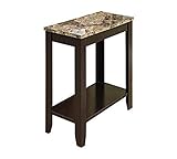 Monarch Specialties I 3114, Accent Side Table, Marble-Look Top, Cappuccino, 24