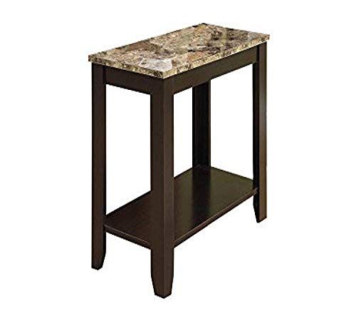 Monarch specialties , Accent Side Table, Marble-Look Top, Cappuccino, 24"L