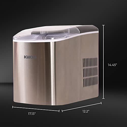Igloo Electric Countertop Ice Maker Machine - Automatic and Portable - 26 Pounds in 24 Hours - Ice Cube Maker - Ice Scoop and Basket - Ideal for Iced Coffee and Cocktails - Stainless Steel - image 6