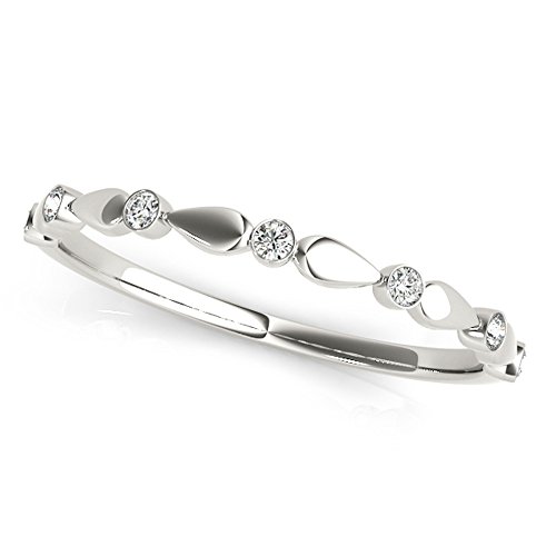 0.07 Carat Round Diamond Antique Wedding Band In 14K Solid White Gold (H-I, I2-I3)