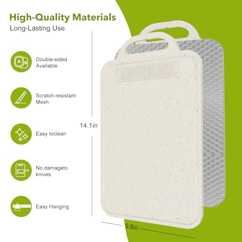Tabla de Cortar Titanium para Cocina, Doble Cara con Titanio Puro y PP de Paja de Trigo, Fácil de Limpiar y Antideslizante, 14 x 10 Pulgadas miniatura 2