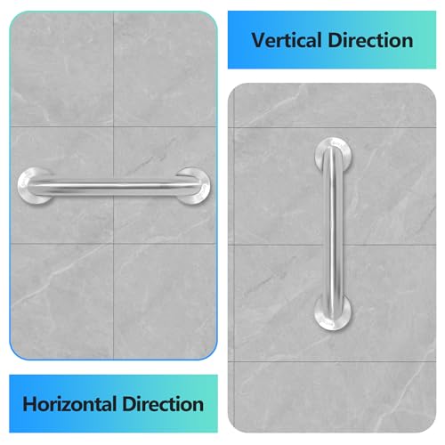 image for Rackickyer Shower Grab Bar, 2 Pack 12 Inch Brushed Nickel Bathroom Saf
