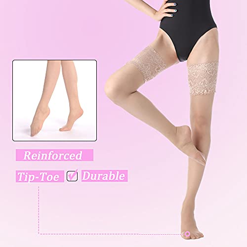 Image of G&Y Thigh High Stockings with Silicone - 15D Sheer Lace Top Nylon Stay Up Pantyhose for Women