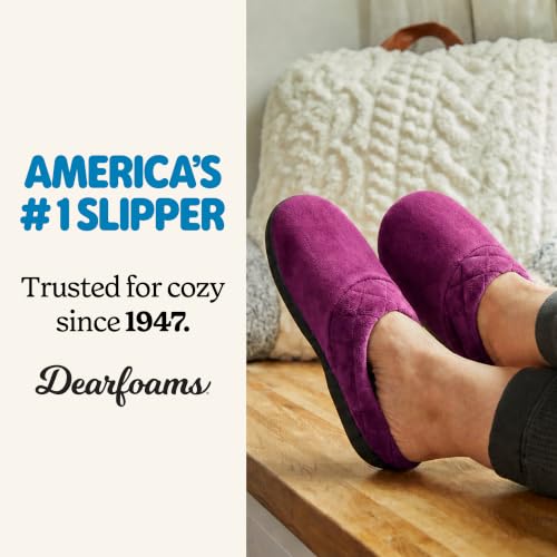 Image of Dearfoams Women's Lightweight Memory Foam Indoor House Slipper Darcy Velour Clog with Wide Widths