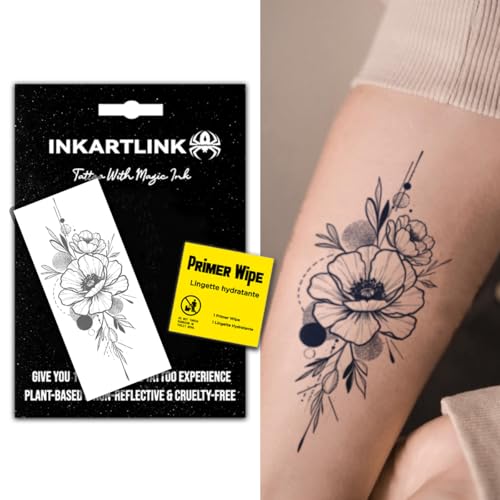 INKARTLINK Semi Permanent Tattoo, creative arm party flower tattoo, exquisite realistic design, interesting tattoo experience, cruelty-free, non-reflective, waterproof (Flower 19)