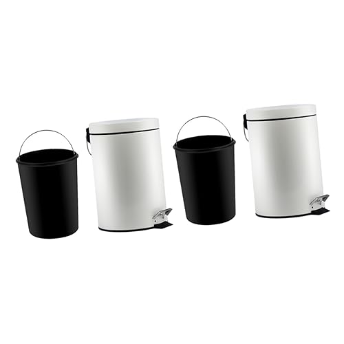 STOBAZA 2 cubos de basura de plástico con tapas, cesta de basura para cocina, contenedor de basura para cocina, papelera de cocina, papelera,