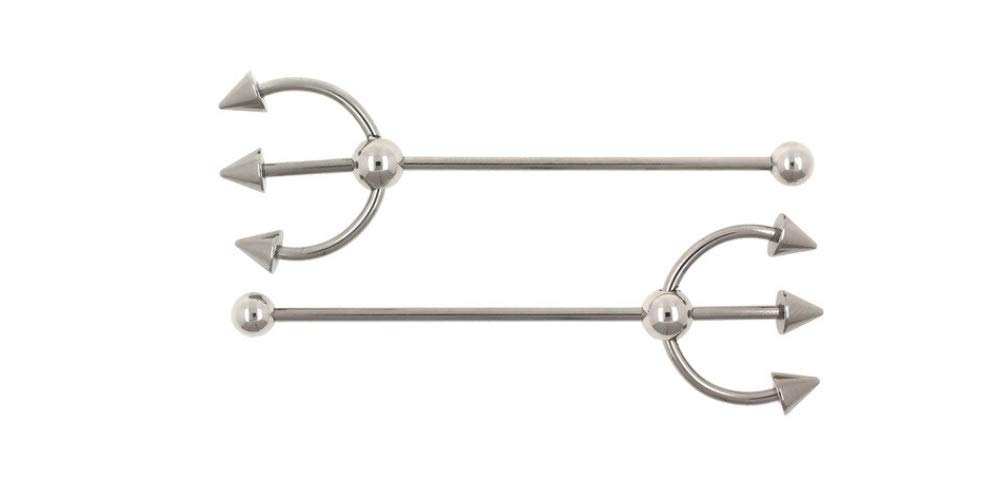 La Liberte Cartilage Earrings - Trident Cartilage Earrings - Helix Piercing Jewelry - 316L Stainless Steel - 16G, 5/16" Bar Length