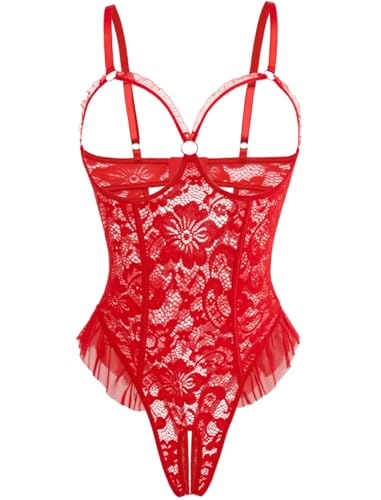 Image of Avidlove Women One Piece Lingerie Sexy Lace Babydoll Mini Bodysuit
