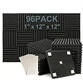 96 Pack Medium Sale Acoustic Foam Soundproof Foam(Accompanied By Double-Sided Adhesive Tape) (96 Black)