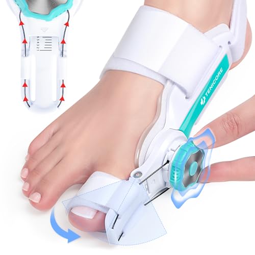 TENICORE Bunion Corrector for Women Men Big Toe FSA Eligible HSA Upgraded Angle Marker Line for Precise Adjustment Bunions Fix for Relief Orthopedic Toe Correction with Anti-slip Heel Strap Green-1pc