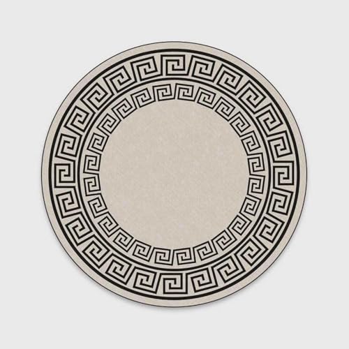 Tapis rond géométrique 150 cm antidérapant et facile à nettoyer