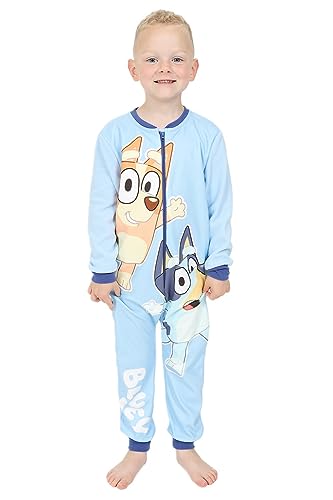 Bluey Pijama de forro polar para niños y niñas, todo en uno, azul, 7-8 años