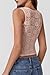 QINSEN Womens Soft Stretchy Lace Trim Tank Top Full Back Square Neck T Shirt Crop Top Pink XS