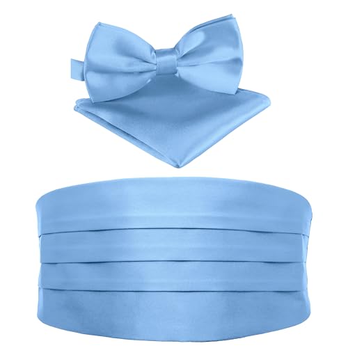 BomGuard Ceinture de smoking homme – Lot de 3 – Bleu clair