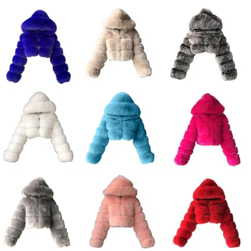 HINDOLA Womens Fluffy Faux Fur Solid Jacket for Women Long Sleeve Sexy Short Coat Autumn Winter Shearling Overcoat4