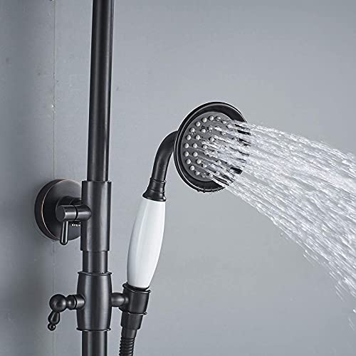 Sistema de ducha de 3 vías de pared con grifo de bañera y ducha de mano retro 6