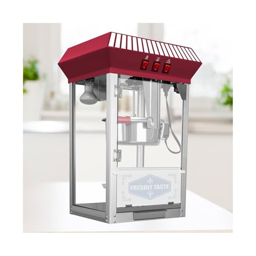 Image of Commercial Popcorn Maker Machine,12 Ounce Kettle Stainless Steel Commercial Popcorn Machine with Tempered Glass,Warming Deck, 800W Countertop Popcorn Popper for Parties LT Red