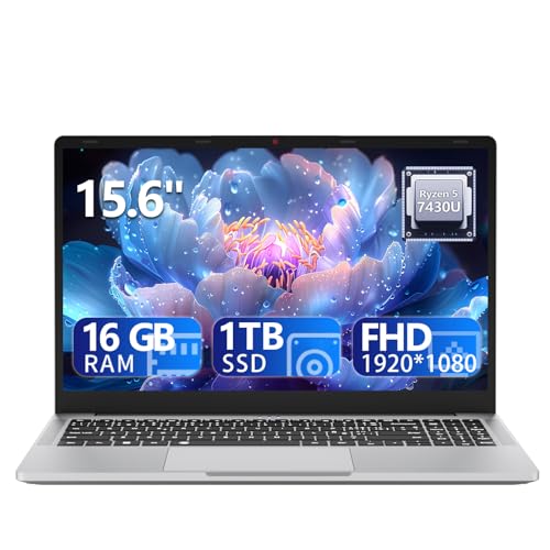 DUNHOO Laptop 2025 con procesador Ryzen 7430U (6C/12T, hasta 4.3GHz) (Beat i7 1355U), computadora portátil Win 11 Pro, portátiles tradicionales de 16 GB DDR4 1TB SSD de 15.6 pulgadas, pantalla IPS