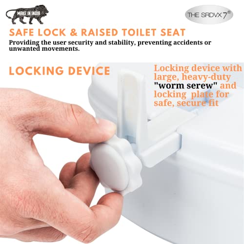 Image of Commode Raiser 4 Inch For Oval Shaped, Comfortable, Lightweight Portable Commode Seat Raiser, Commode Elevator For Handicap, Knee Patients, Old Senior Citizen (4 Inches With Lid)