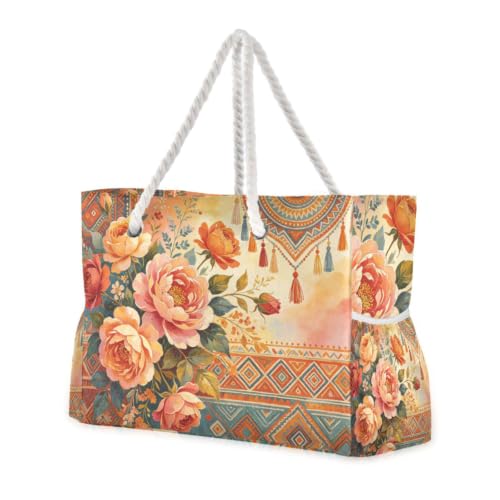 Sac fourre-tout léger résistant à l'eau grand sac à main bohème pour femme