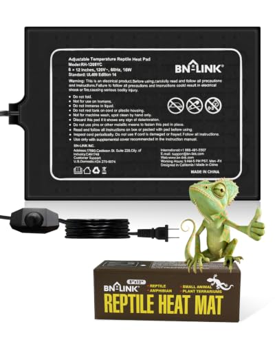 Image of BN-LINK Reptile Heating Pad 8 inch X 12 inch with Adjust Knob, Adjustable Temperature Electric Indoor Under Tank Terrarium Heating Mat Waterproof for Turtles, Lizards, Frogs, and Other Reptiles