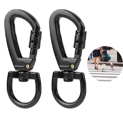 Karabinerhaken mit Drehgelenk, Twist Locking Karabiner Clips, 2 Stück Karabinerhaken für Klettern, Schwerlast Schraubkarabiner für Hängematten, Camping, Schlüsselbund, Sichere Hunde (2 Pcs)