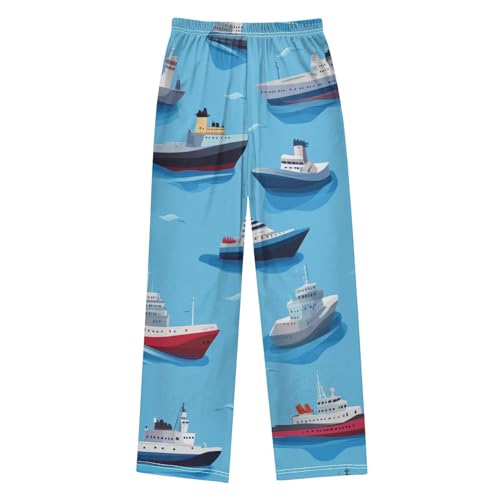 ZZXXB Marine Ships Boys Long Pants Soft Trousers Elastic Waist Kids Lounge Bottoms with Pockets S-XL2
