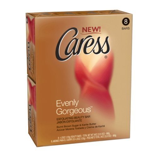 Caress Evenly Gorgeous Exfoliating Beauty Bar Soap, 4.25 Oz Bars, 8 Count