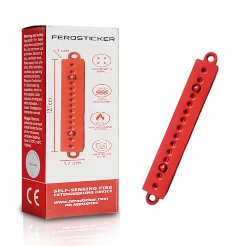 FEROSTICKER Petit Extincteur Automatique – Non Toxique, Compact et sans Entretien, Protection Domestique pour Tableaux Électriques, Générateurs Solaires, Véhicules, Batteries au Lithium (1 Pièce)