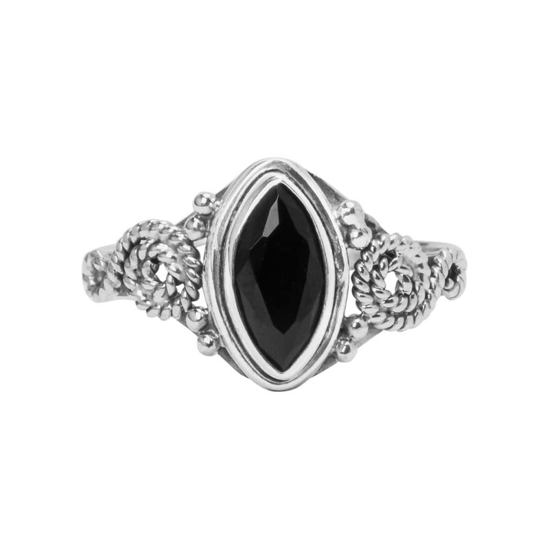 Miniatura 2 de Black Tourmaline Stone Ring, 925 Sterling Silver Ring Statement Ring For Women - Girls, 5X10mm Natural Marquise Shape Gemstone Ring, Christmas