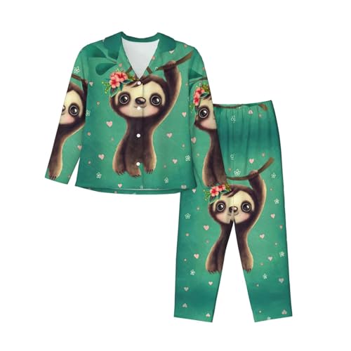 Pyjama paresseux femme manches longues EdWal : ensemble de nuit complet à coupe fluide