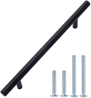 Amazon Basics Euro Bar Cabinet Handle (3/8" Diameter), 7.38" Length (5" Hole Center), Flat Black, 10-Pack