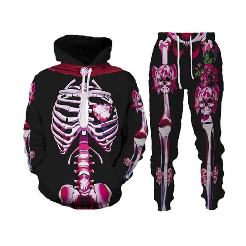 Ensemble Homme d'Halloween squelette avec imprimé os blanc réaliste