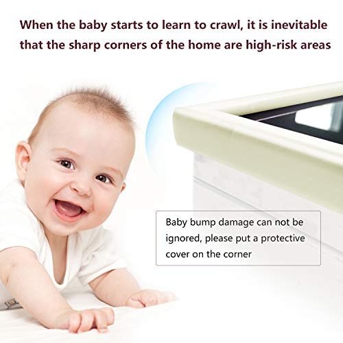 Rabofly Baby Proofing Edge & Corner Guards, [19.68ft Edge + 8 Corners] Furniture Bumper Cushion Table Edge Corner Protector Non Toxic and Safe for Fireplace, Stair, Cabinet, Countertop, Oyster White - Thumbnail 6