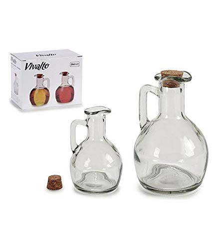 Set Huilier + Vinaigrier en Verre avec Bouchon Liège