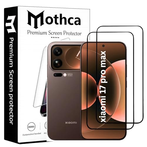 Image of Mothca Gorilla Tempered Glass Screen Protector for Xiaomi 17 Pro Max | Black | Pack of 2 | Edge-to-Edge Coverage | Scratch Resistant | Easy Installation Kit