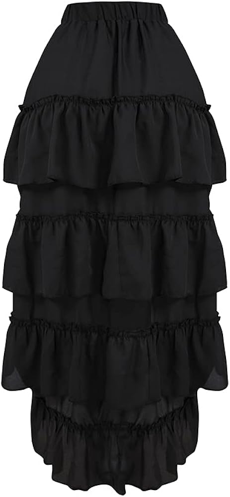 Cacycasa Womens Steampunk Victorian Cosplay Costume High-Low Show Skirt : Clothing, Shoes & Jewelry