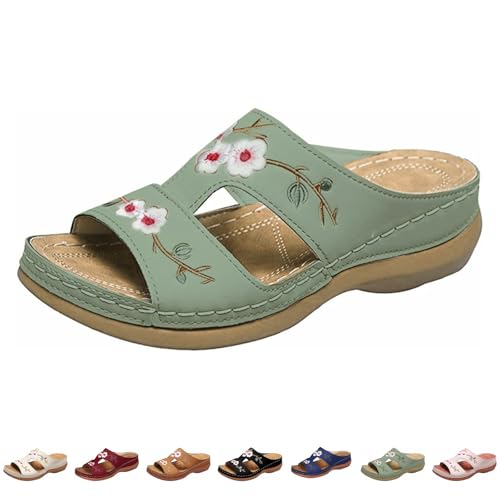 Sandales broderie fleur ouvertes et douces pour l'extérieur