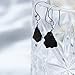 Gempires Gift Black Spinel Gemstone Earrings Raw Black Crystal Handmade Jewelry August Birthstone Gifts Hypoallergenic Silver Plated Elegant Dangling Statement Earrings