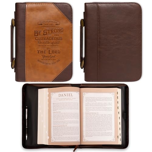 Christian Art Gifts Classic Bible Cover Do Not Be Afraid Joshua 1:9 Faux Leather, Toffee/Brown, XL