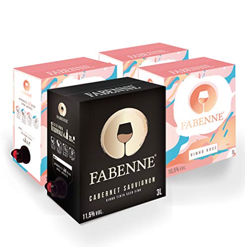 Fabenne Kit 3 Unidades Vinho Rosé e 1 Unidade Vinho Tinto Cabernet Sauvignon - Bag-in-Box 3 Litros c