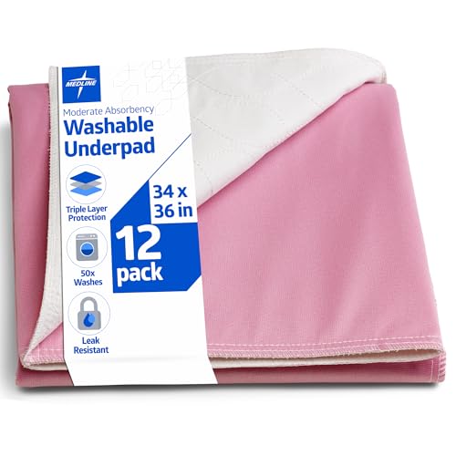 Best Incontinence Chair Pads Washable Reusable That Actually Stay in Place 13 Medline Sofnit 300 Reusable Underpads, Pink/White, 34' x 36', with Wings - Moderate Absorbency, Leak-resistant Protection, Pack of 12